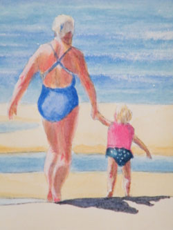 Seaside detail, watercolour